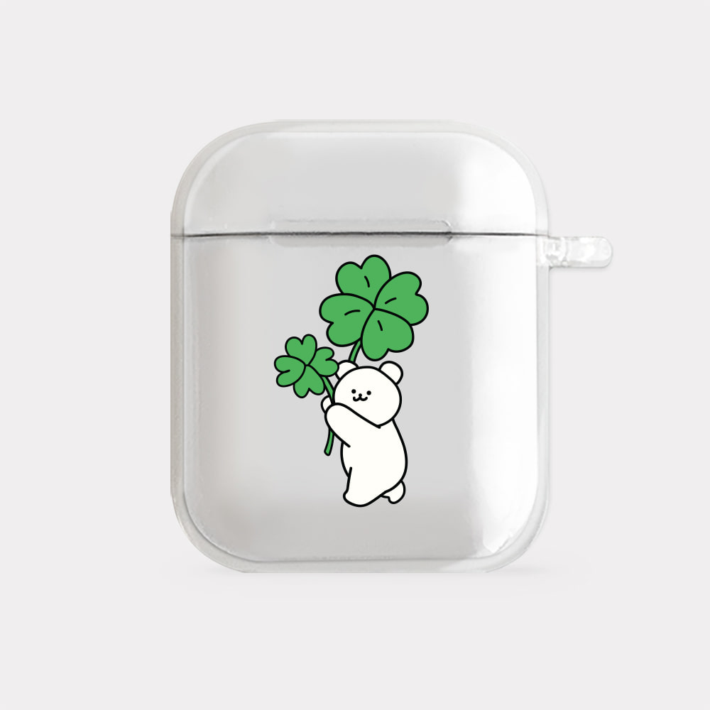 lucky momo bear lettering design [clear airpods case series]