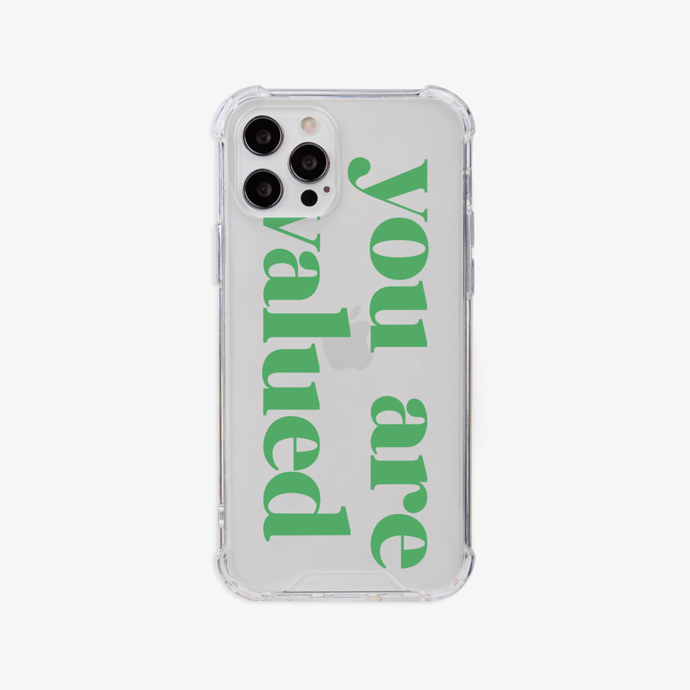 valued green lettering design [tank transparent phone case]