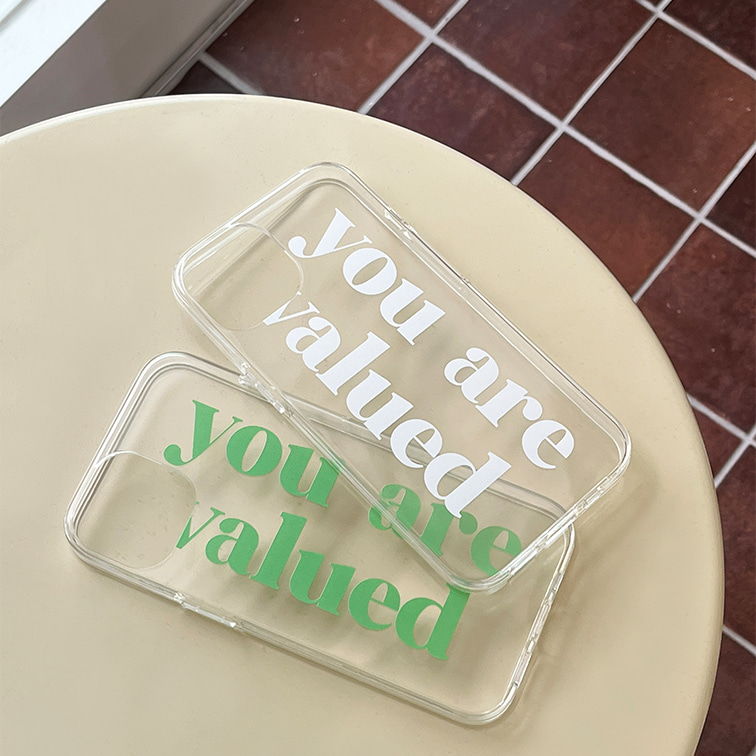 valued green lettering design [clear phone case]