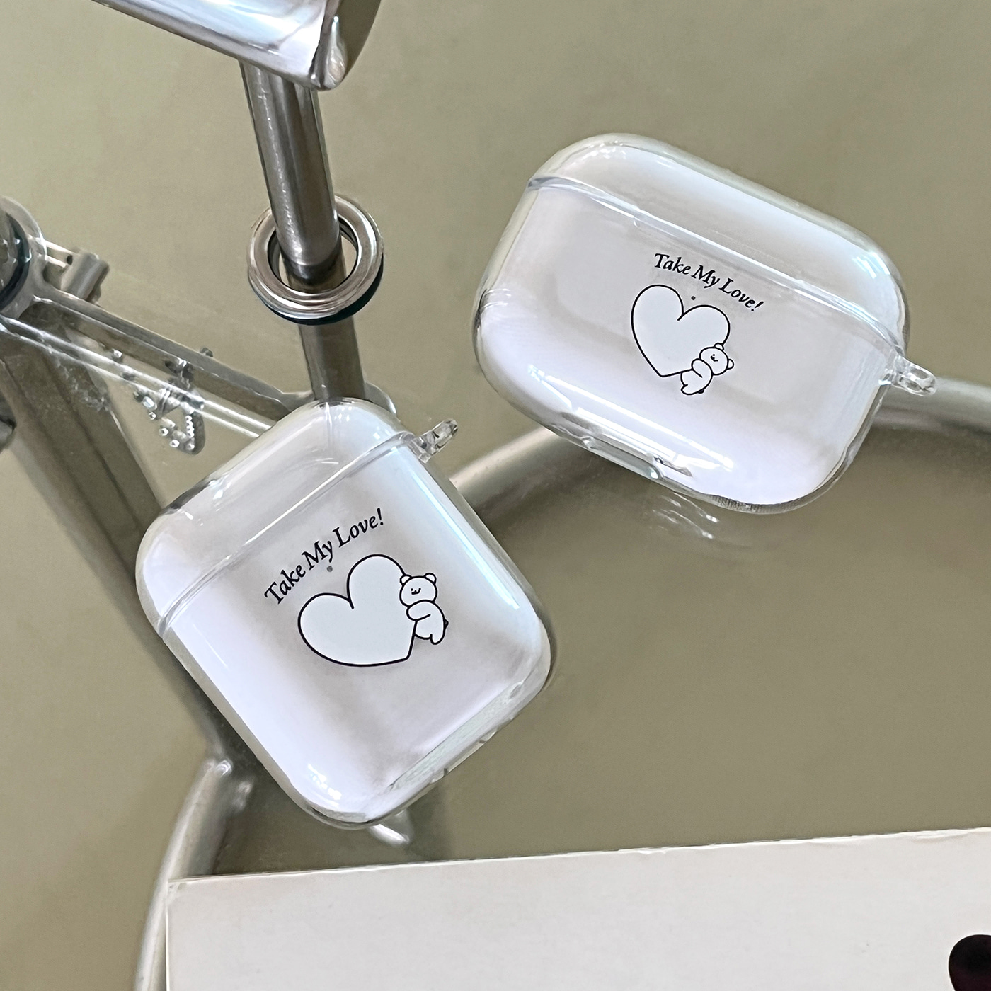 my love momo bear lettering design [clear airpods case series]