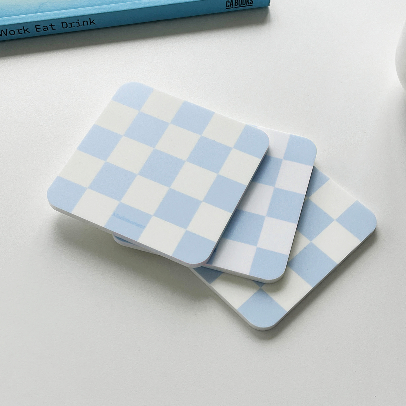 checkerboard blue acryilc coaster