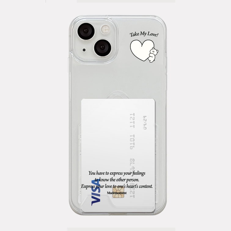 my love momo bear lettering design [clear hard card storage phone case]