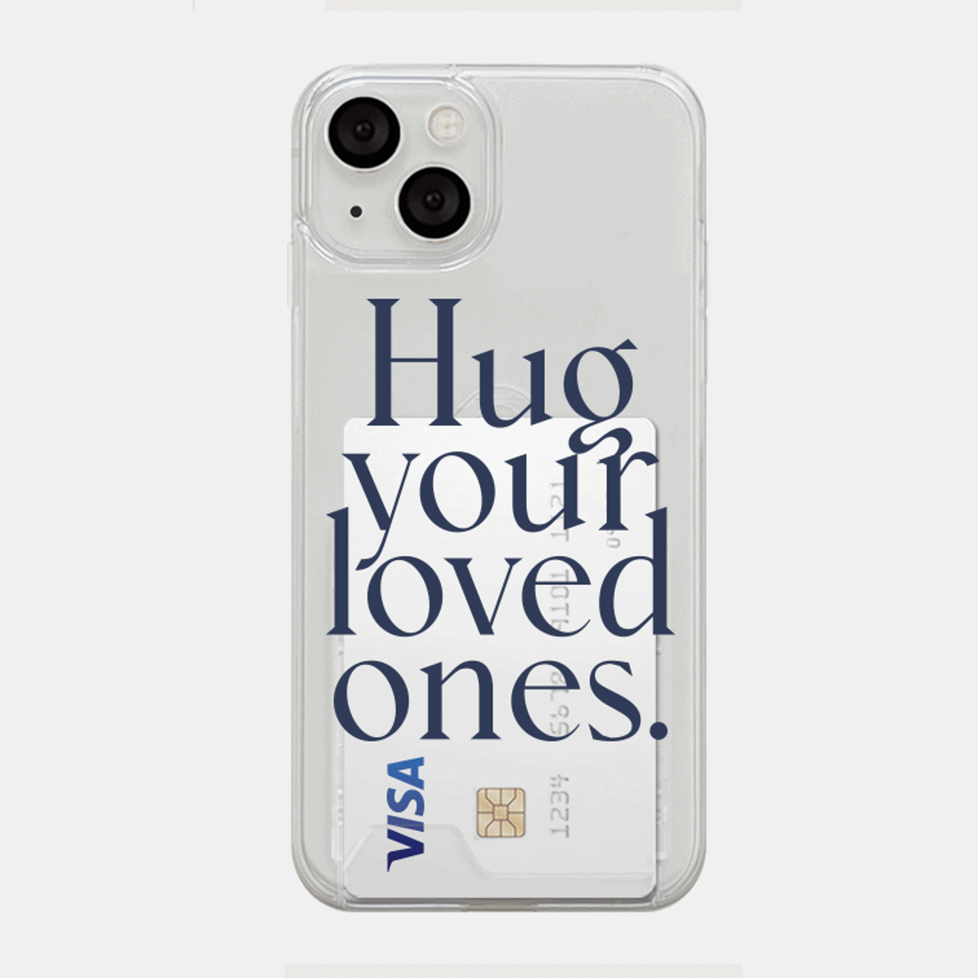 hug love lettering design [clear hard storage phone case]