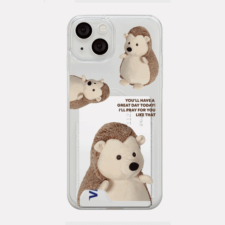 pray for you hedgehog design [clear hard storage phone case]