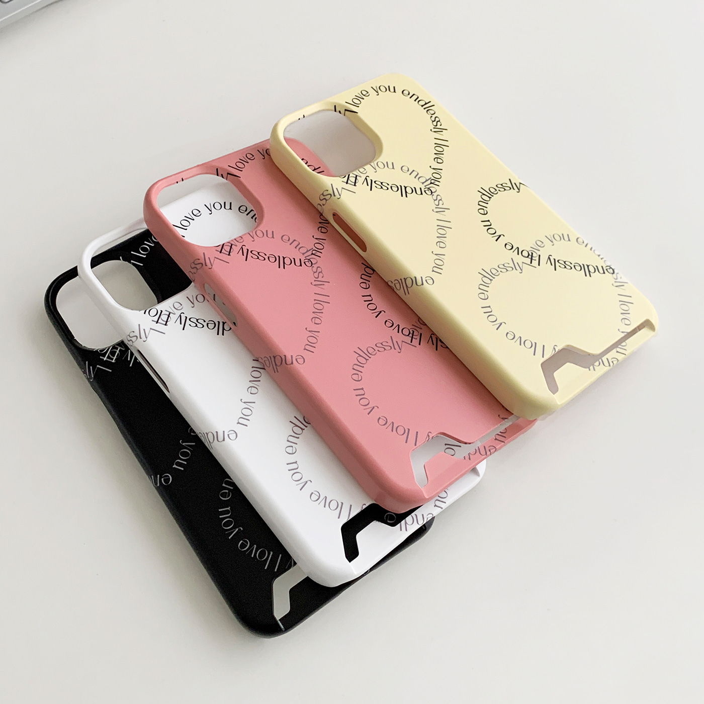 double heart lettering design [card storage phone case]