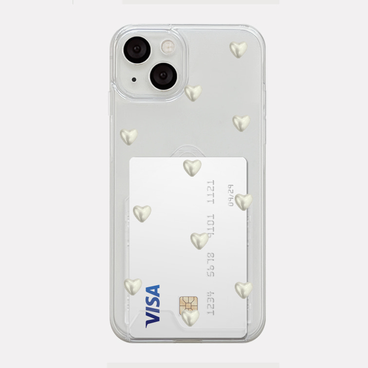 heart pearl pattern design [clear hard storage phone case]
