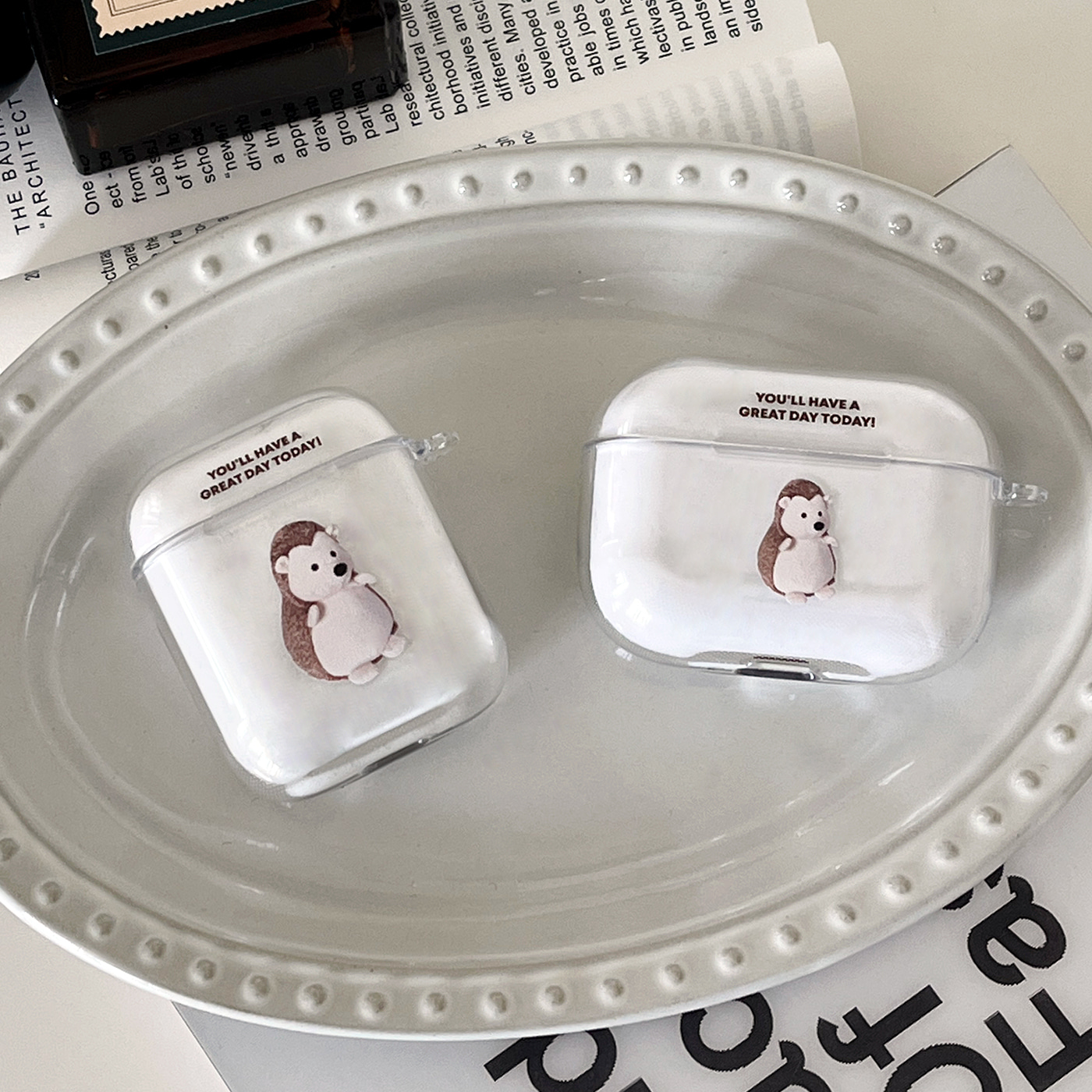 pray for you hedgehog design [clear airpods case series]
