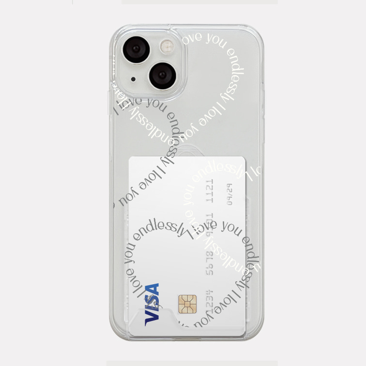 double heart lettering design [clear hard storage phone case]