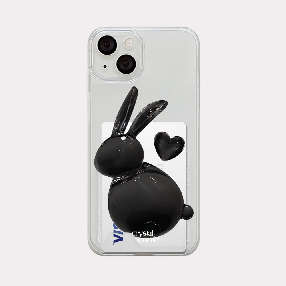heart rabbit design [clear hard storage phone case]
