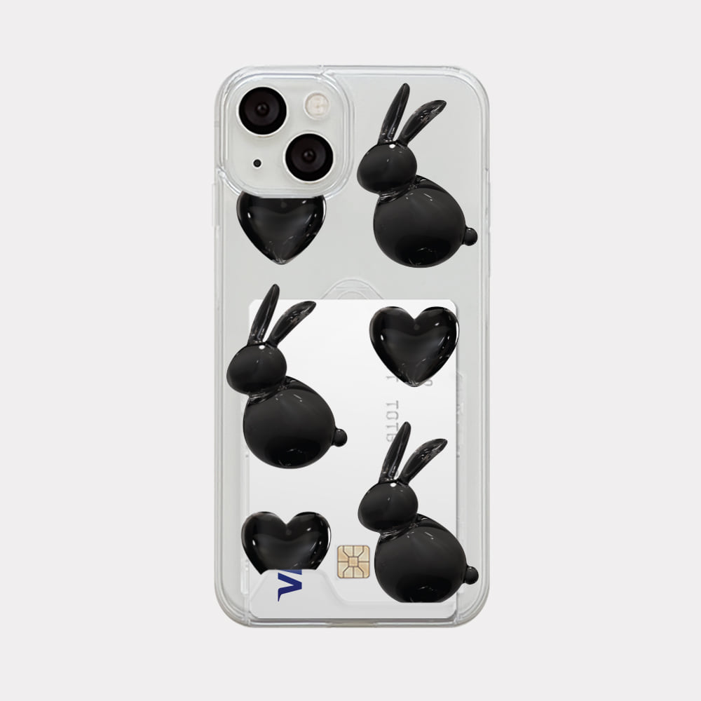 heart rabbit pattern design [clear hard storage phone case]