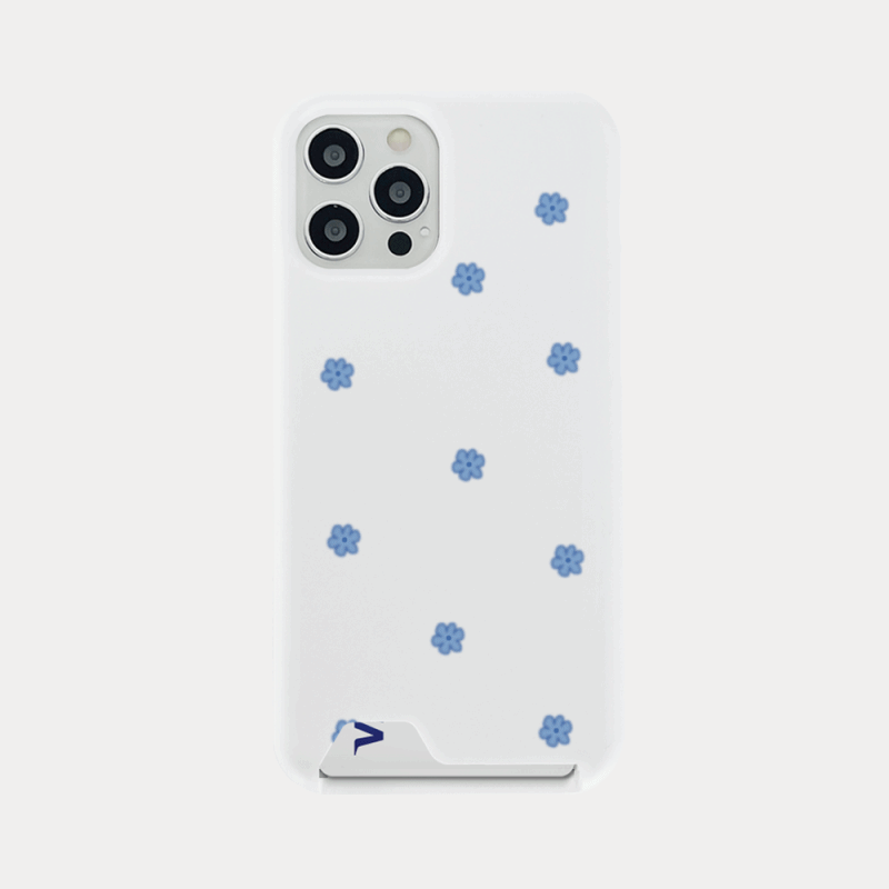 blue flower design [card storage phone case]