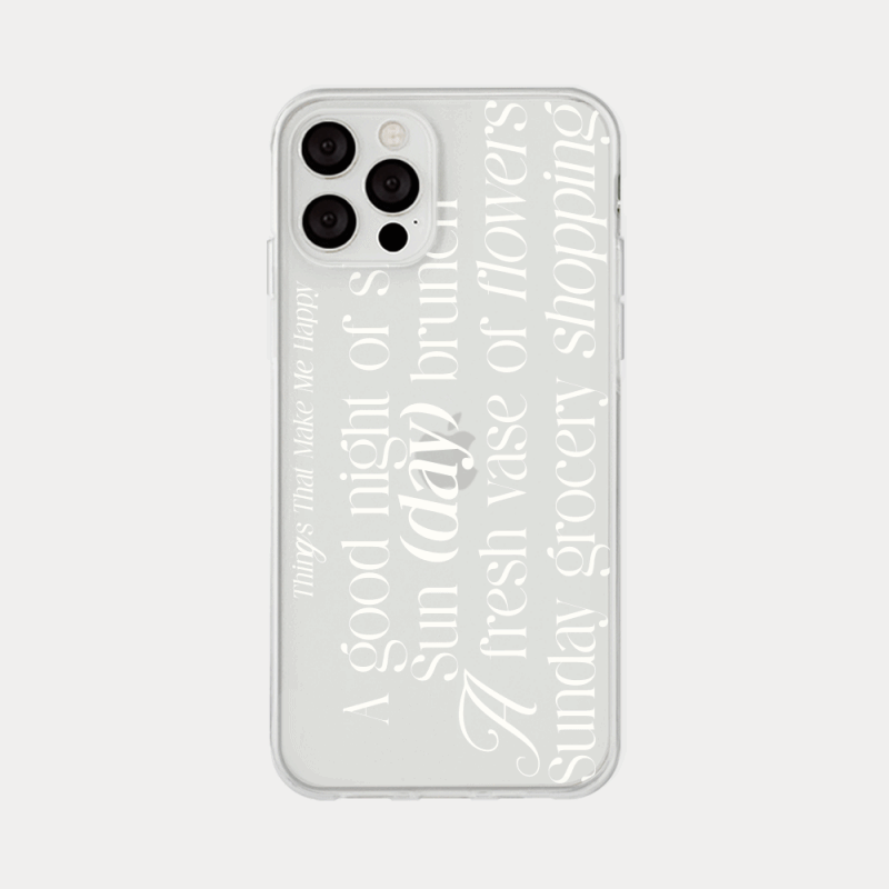 happy list lettering design [clear phone case]