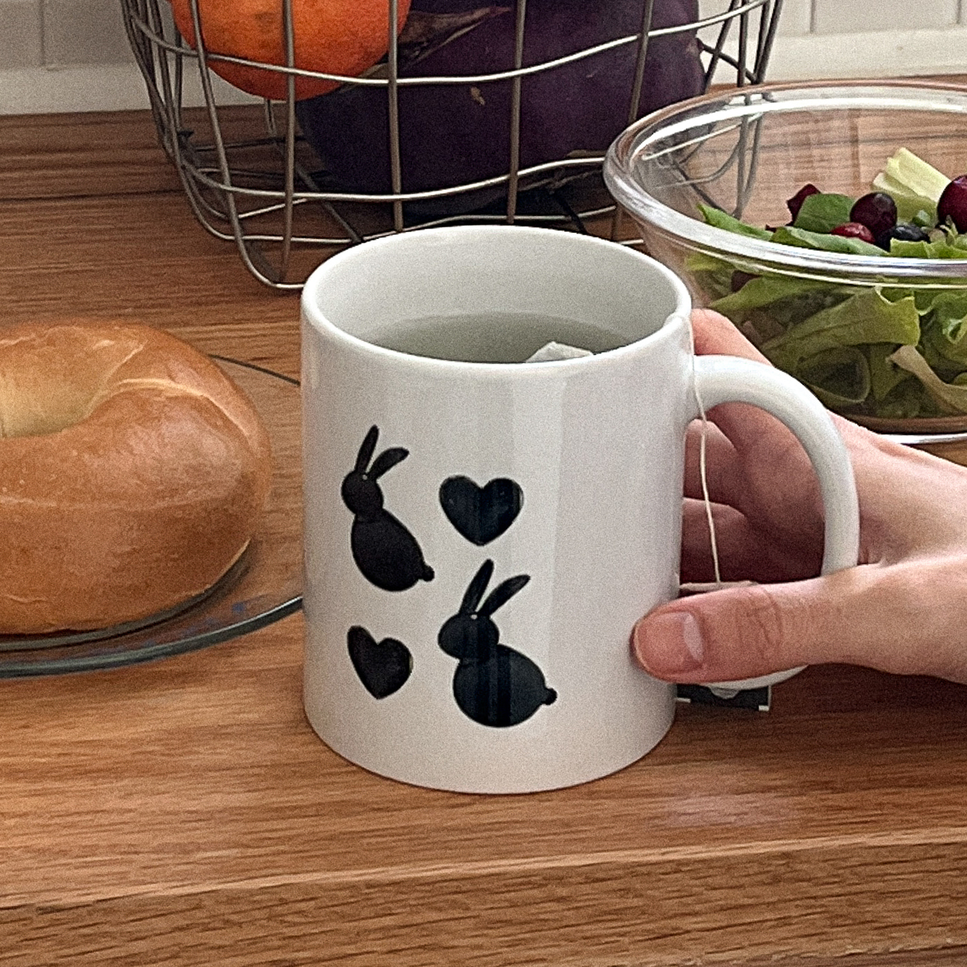 heart rabbit pattern mug cup