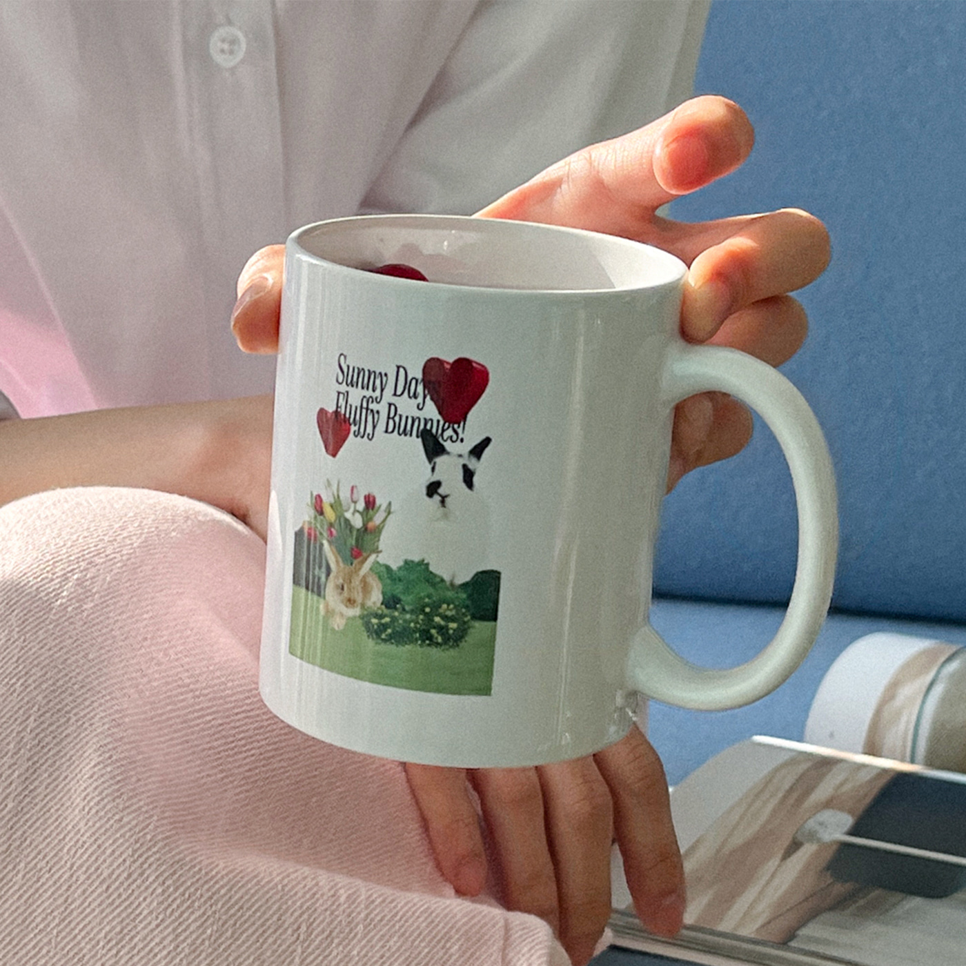 garden bunnies mug cup