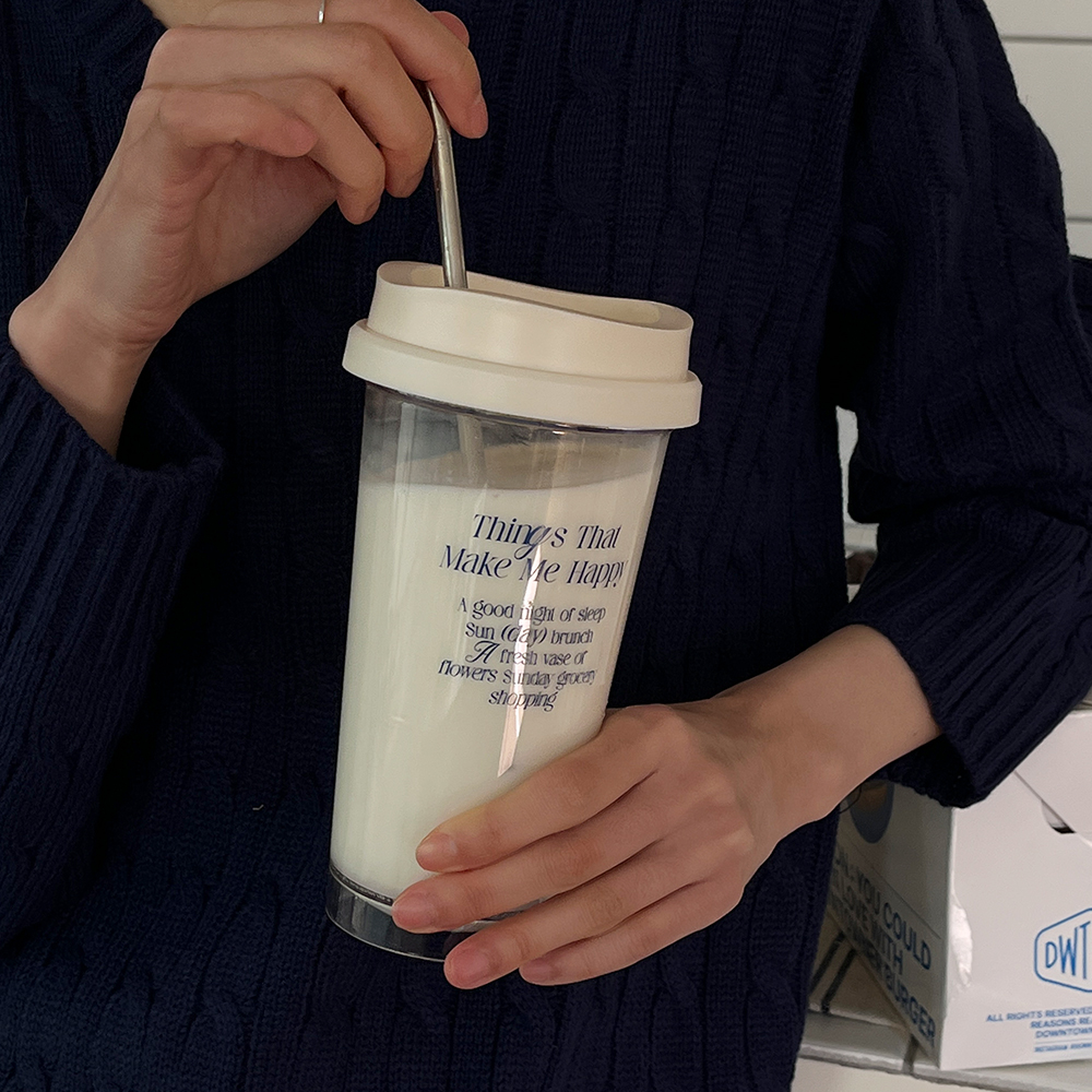 happy list blue transparent reusable cup [insulation]