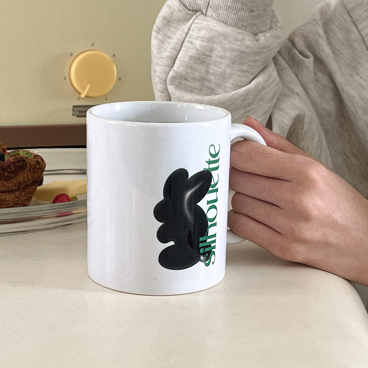 rabbit silhouette mug cup