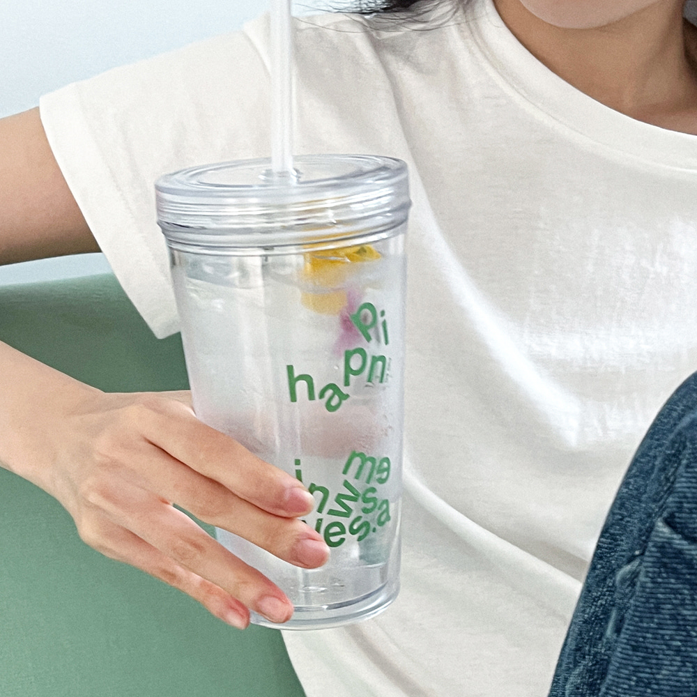 wave of happiness transparent straw tumbler