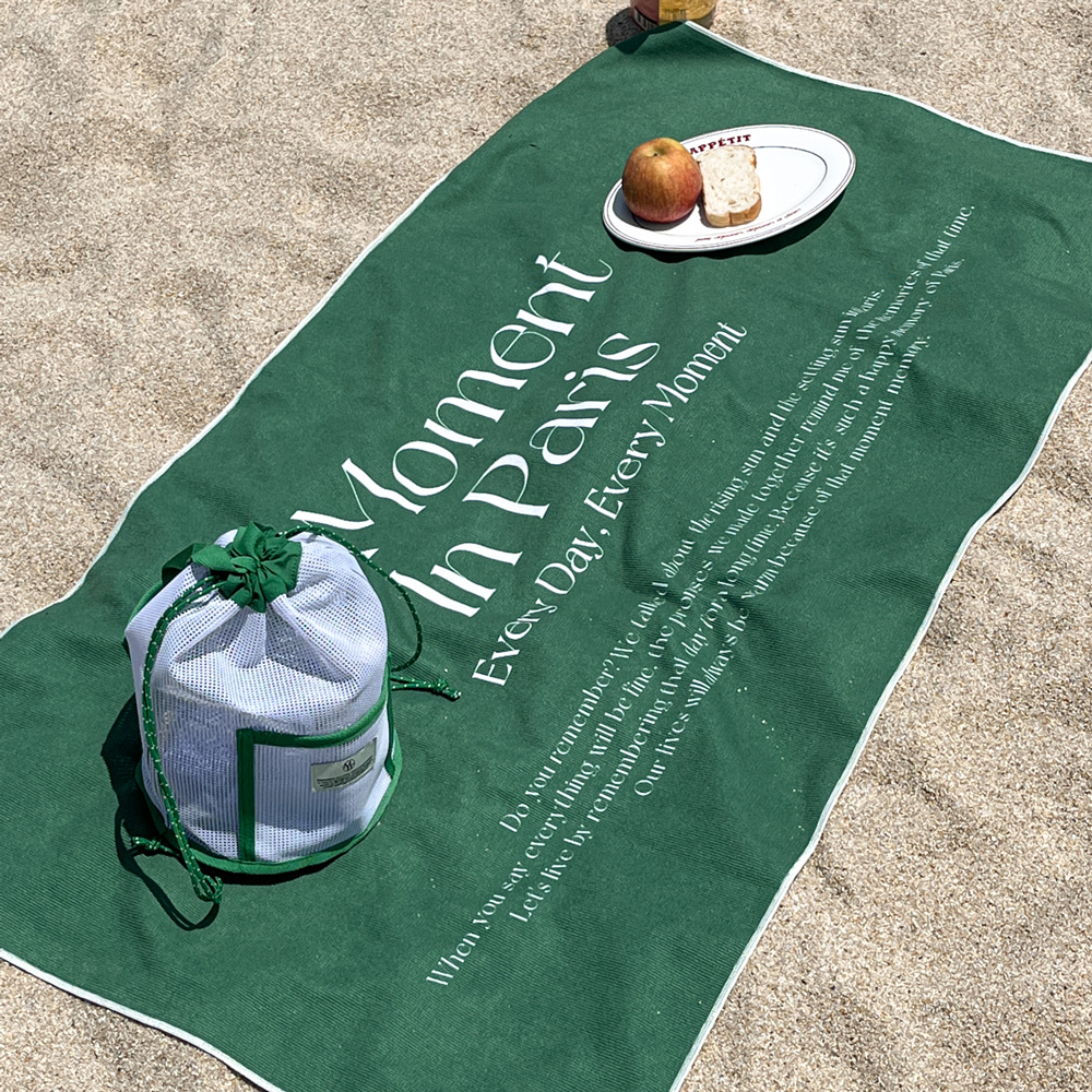 paris in moment green beach towel