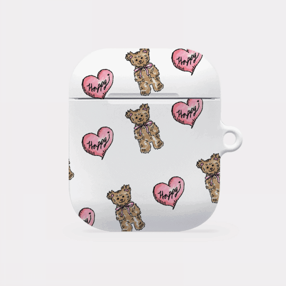 heart teddy pattern design [hard airpods case series]