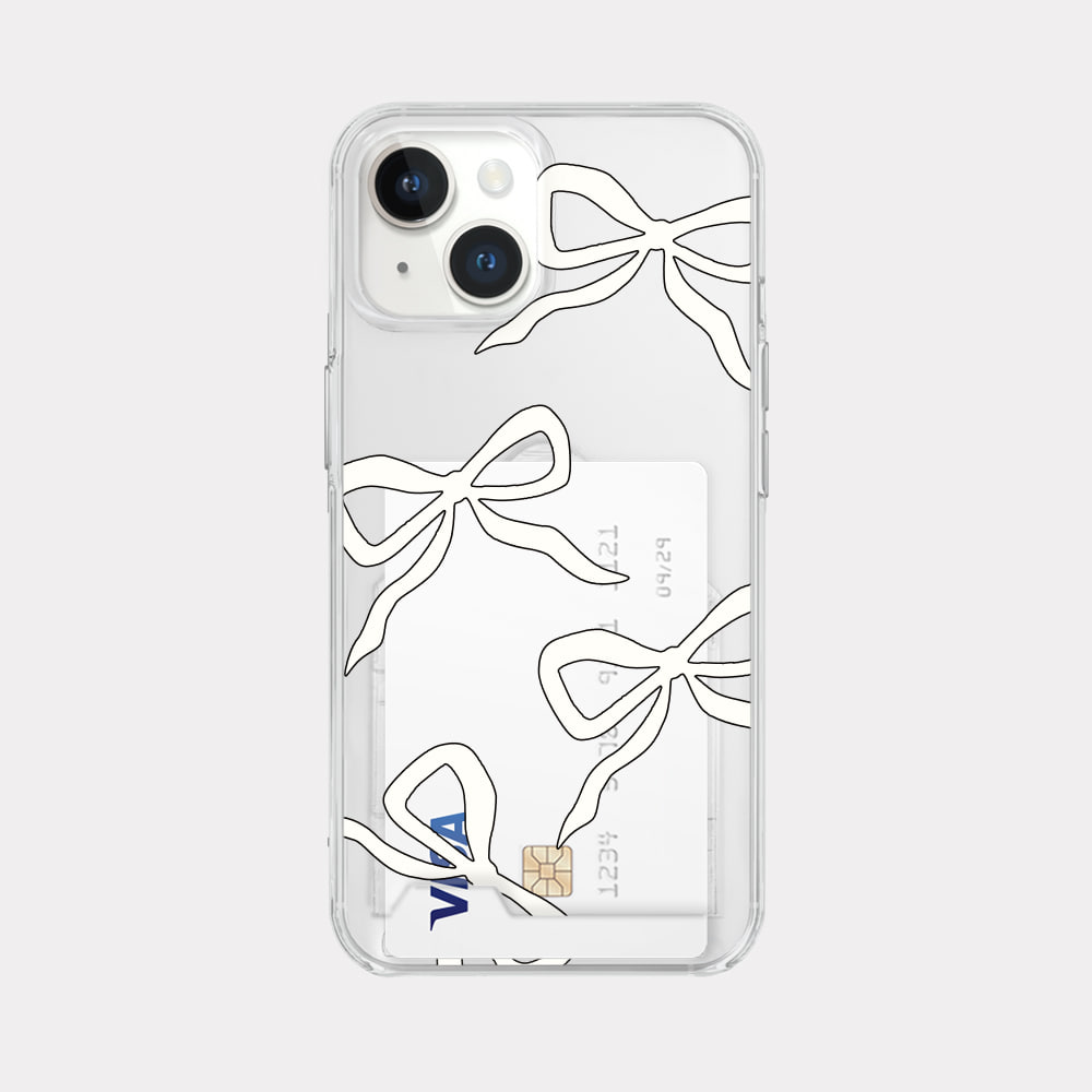 pattern white ribbon design [clear hard storage phone case]
