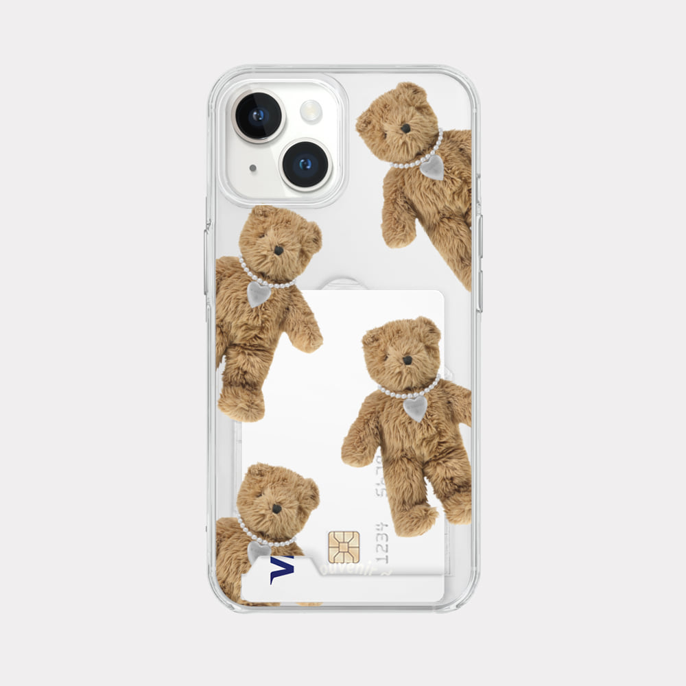 pattern teddy souvenir pendant design [clear hard storage phone case]