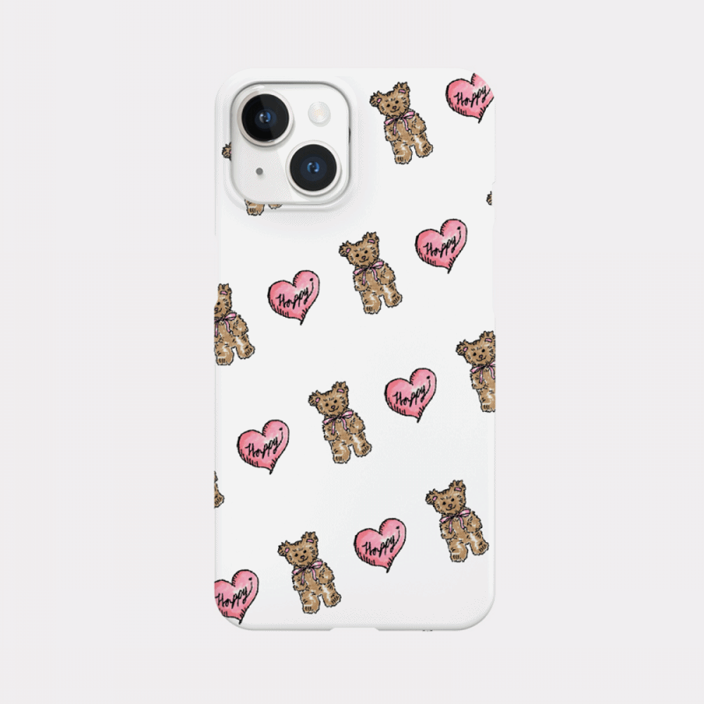 heart teddy pattern design [hard phone case]