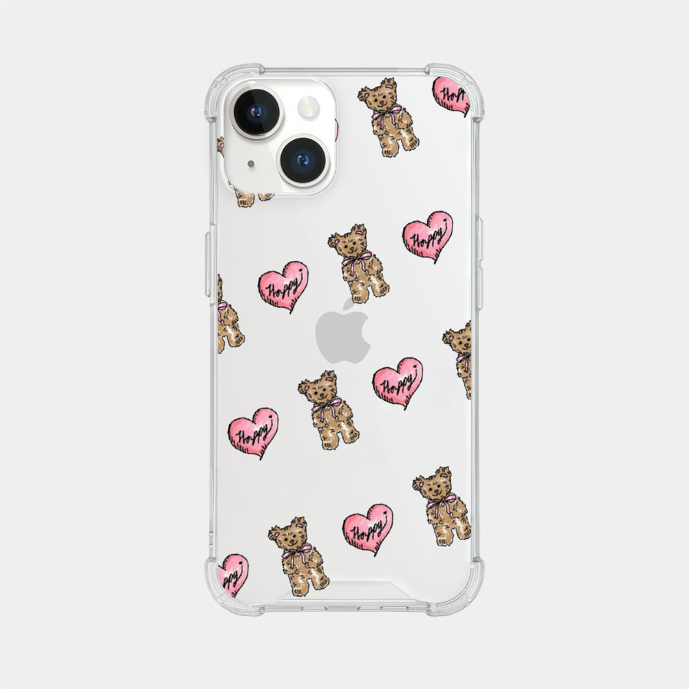 heart teddy pattern design [tank clear hard phone case]