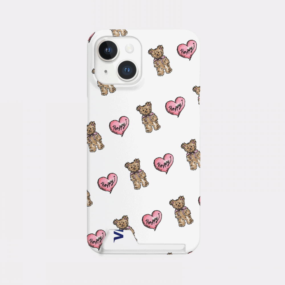 heart teddy pattern design [card storage phone case]