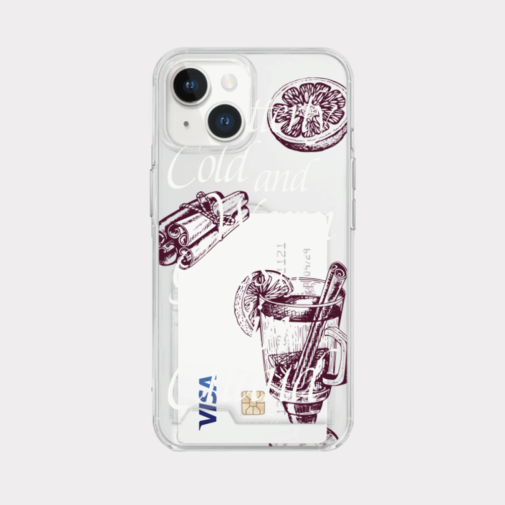 glass of vin chaud design [clear card storage phone case]