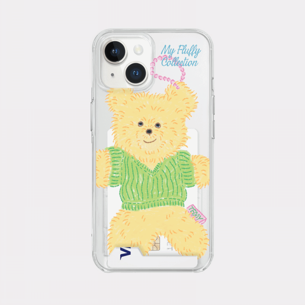 big knit bear design [clear card storage phone case]