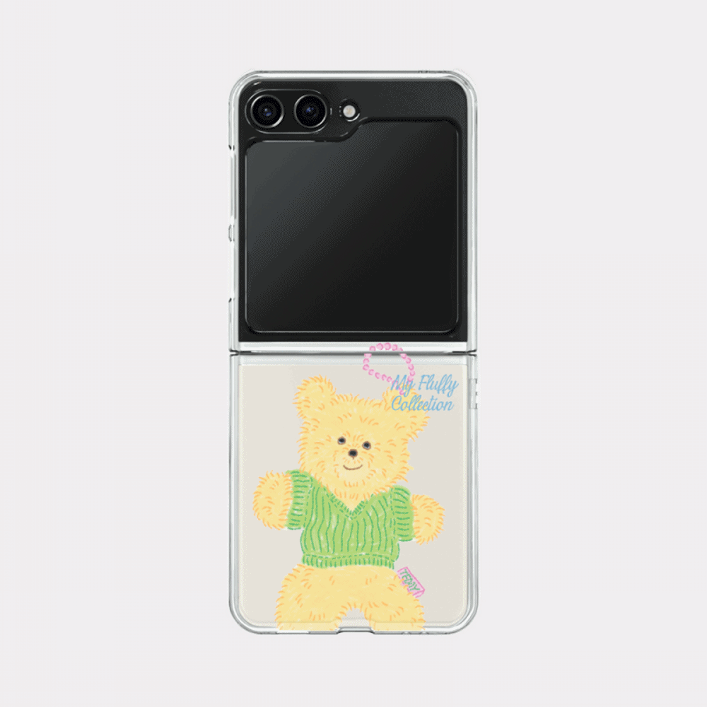 big knit bear design [zflip clear hard phone case]