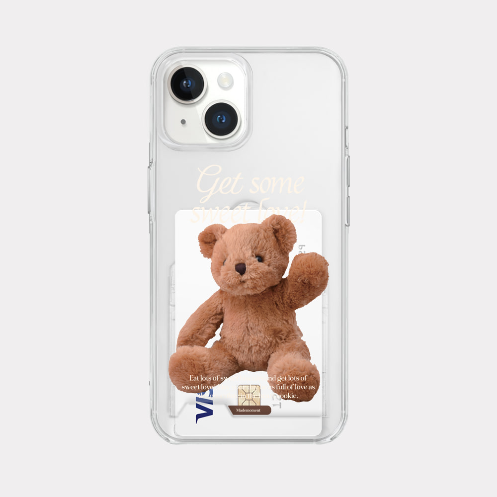 sweet some teddy design [clear card storage phone case]