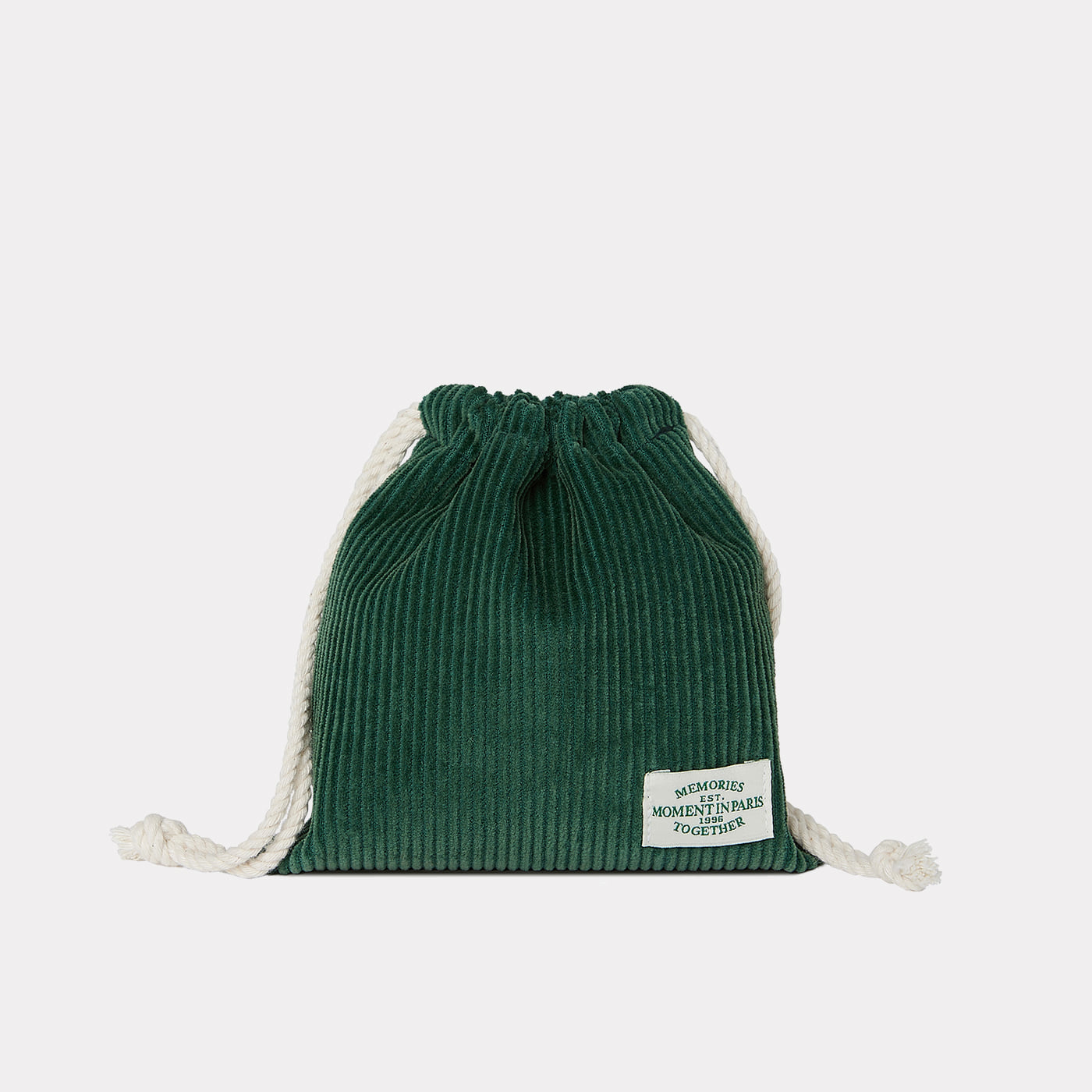 paris in moment corduroy green string pouch