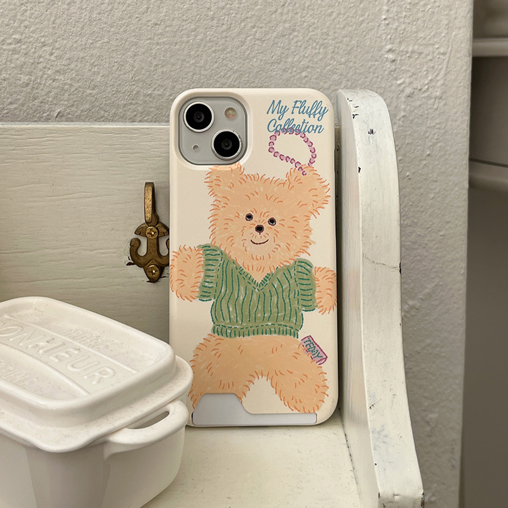 big knit bear design [card storage phone case]
