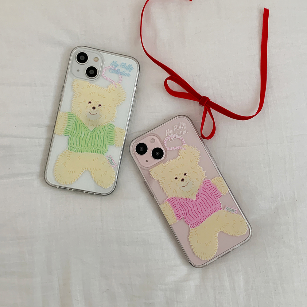 big knit bear design [clear phone case]