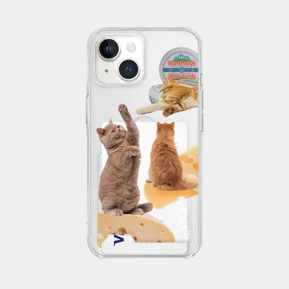 cheese cat design [clear card storage phone case]