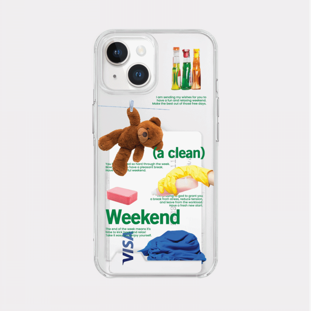 happy weekend design [clear card storage phone case]