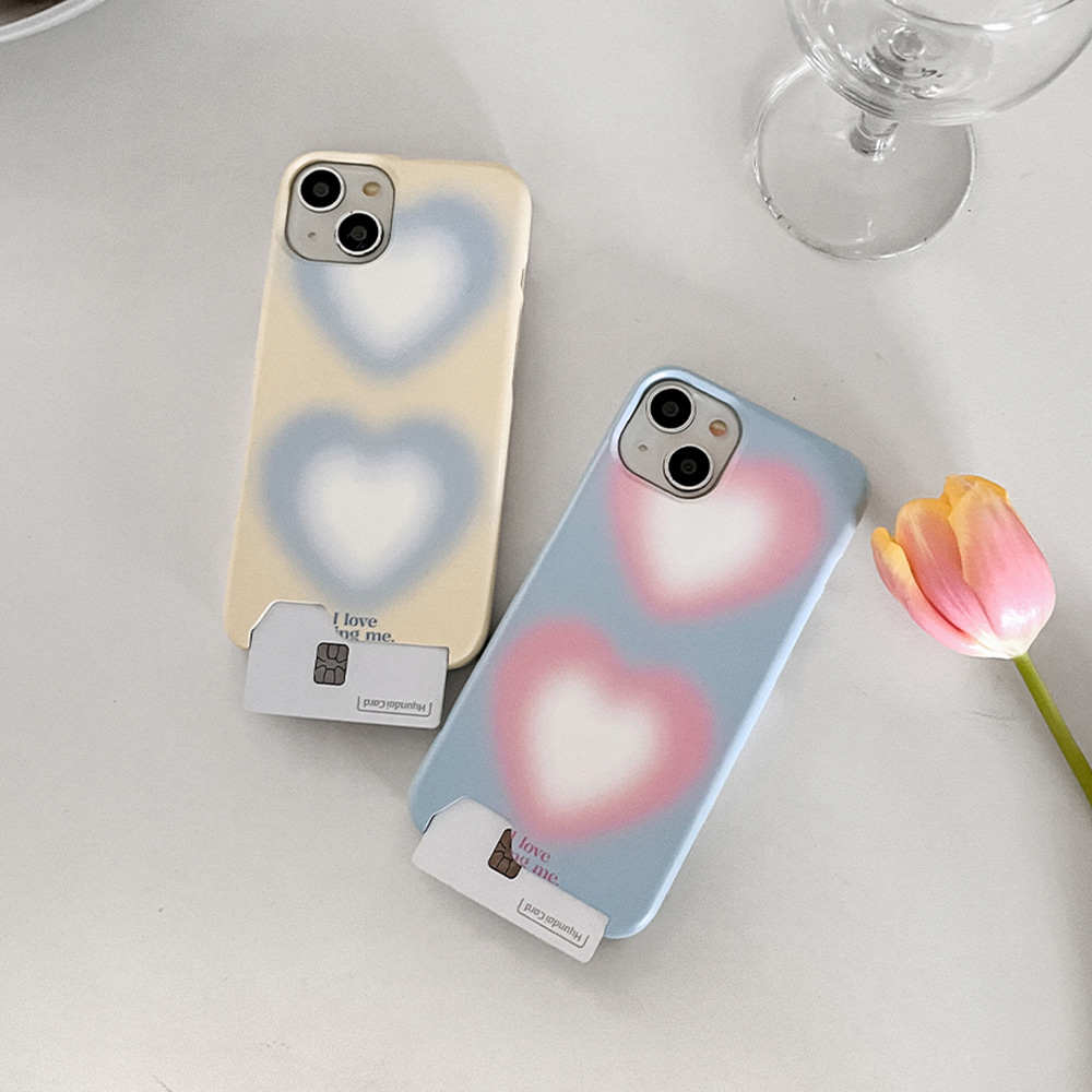 two heart gradation design [card storage phone case]