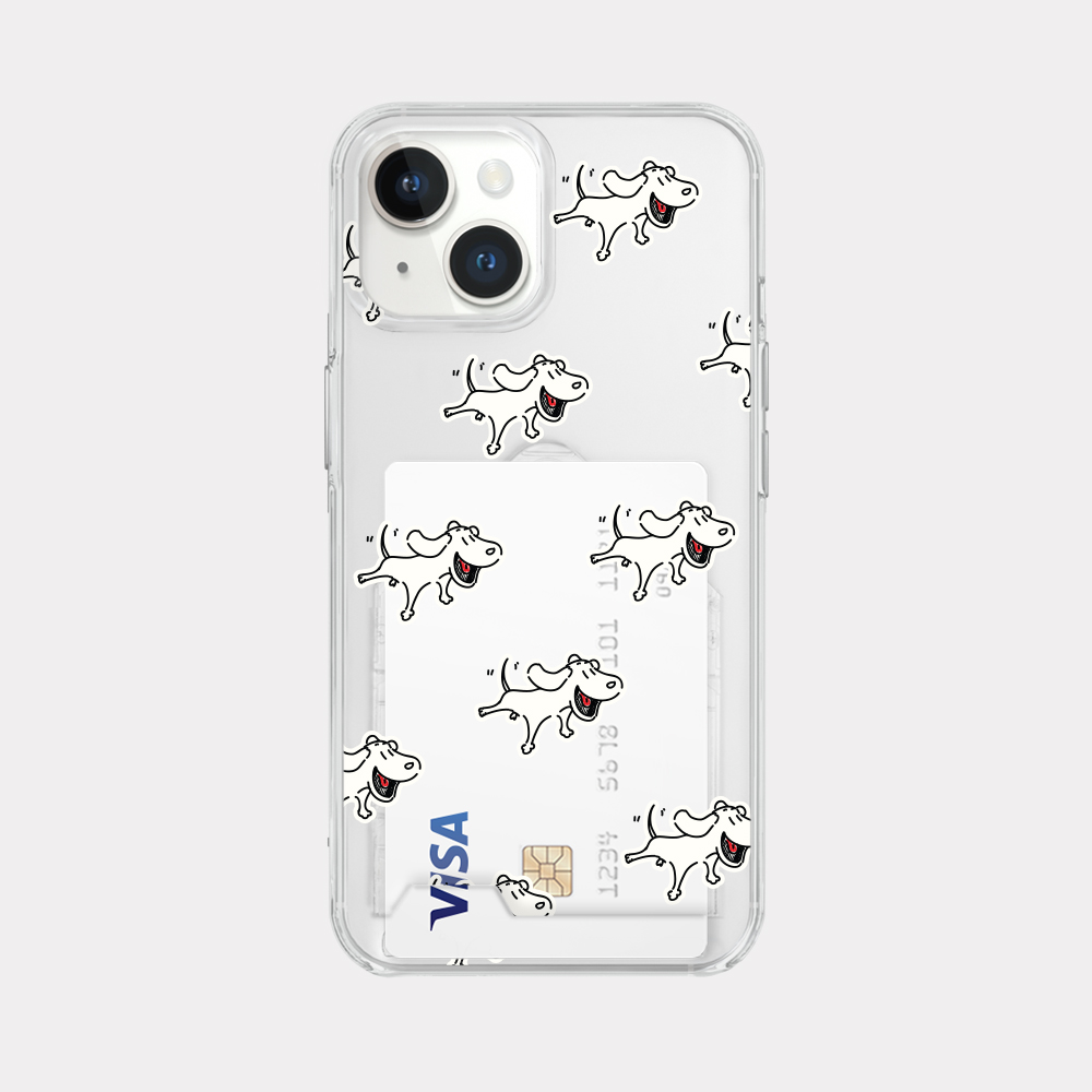 Another Dog pattern design transparent card storage phone case