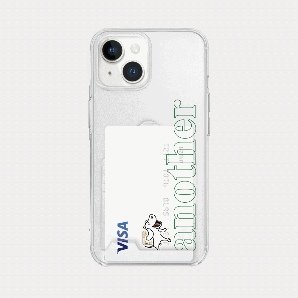 Another Dog line design transparent card storage phone case